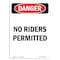 Signmission OSHA Danger Sign, No Riders Permitted, 24in X 18in Decal, 18" W, 24" L, Portrait OS-DS-D-1824-V-2238 - alternate 1